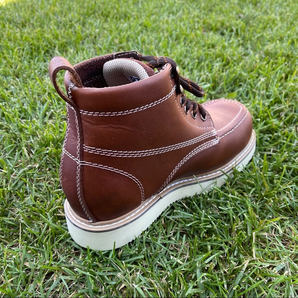 Men’s SEEL TOE Leather Work Boots Shedron lace-up Soft Comfy & lightweight 950 - Picture 3 of 5